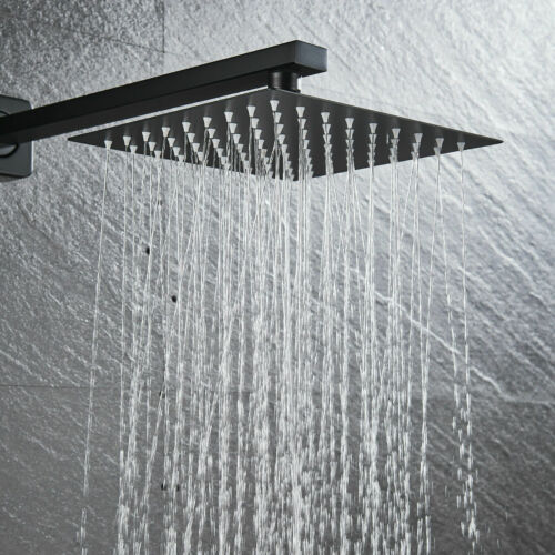 Matte Black Wall Mounted Rainfall Shower Faucet Dual Function with Pressure Balance Rough-In Valve