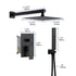 Matte Black Wall Mounted Rainfall Shower Faucet Dual Function with Pressure Balance Rough-In Valve