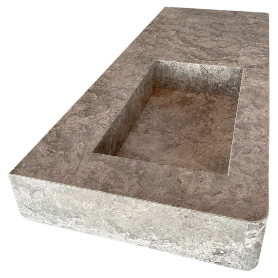 Lavabo de pared rectangular de mármol gris Tundra (ancho) 20