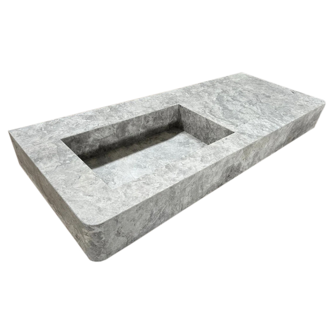 Lavabo de pared rectangular de mármol gris Tundra (ancho) 20" (largo) 48" (alto) 5"