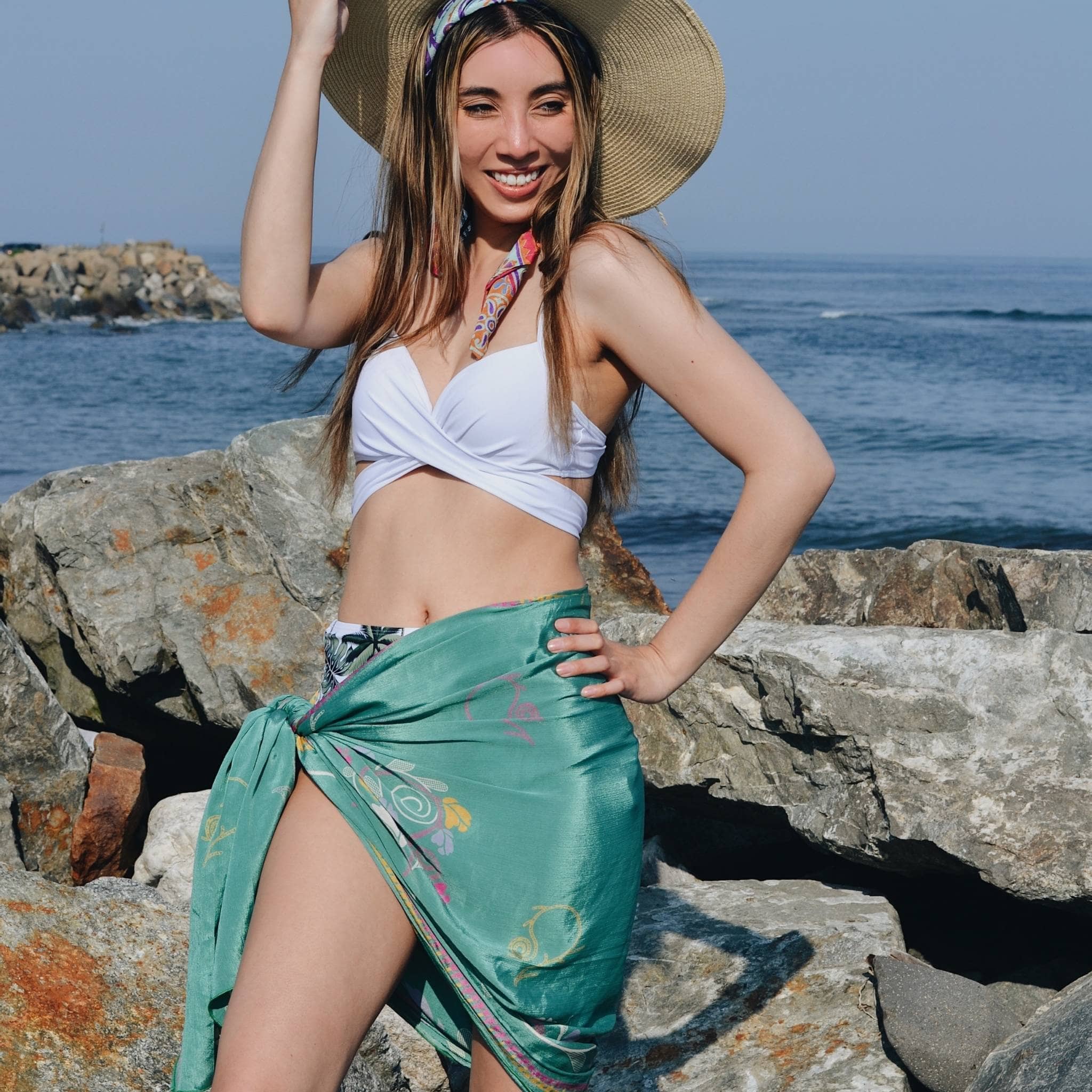 Upcycled Sari Silk Beach Sarong