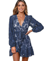 Women's White Lace Mini Wrap Dress