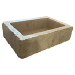 Lavabo de baño rústico rectangular de travertino de nogal para montaje en pared (ancho) 20" (largo) 30" (alto) 8"