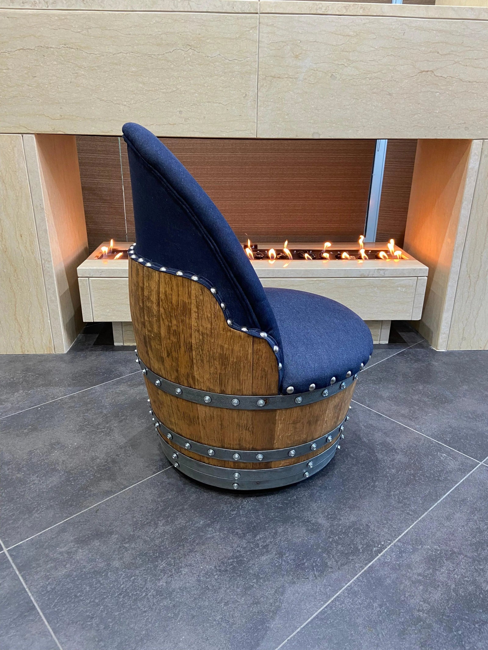 Wine Barrel Chair Blue Denim (Limited Colorway)