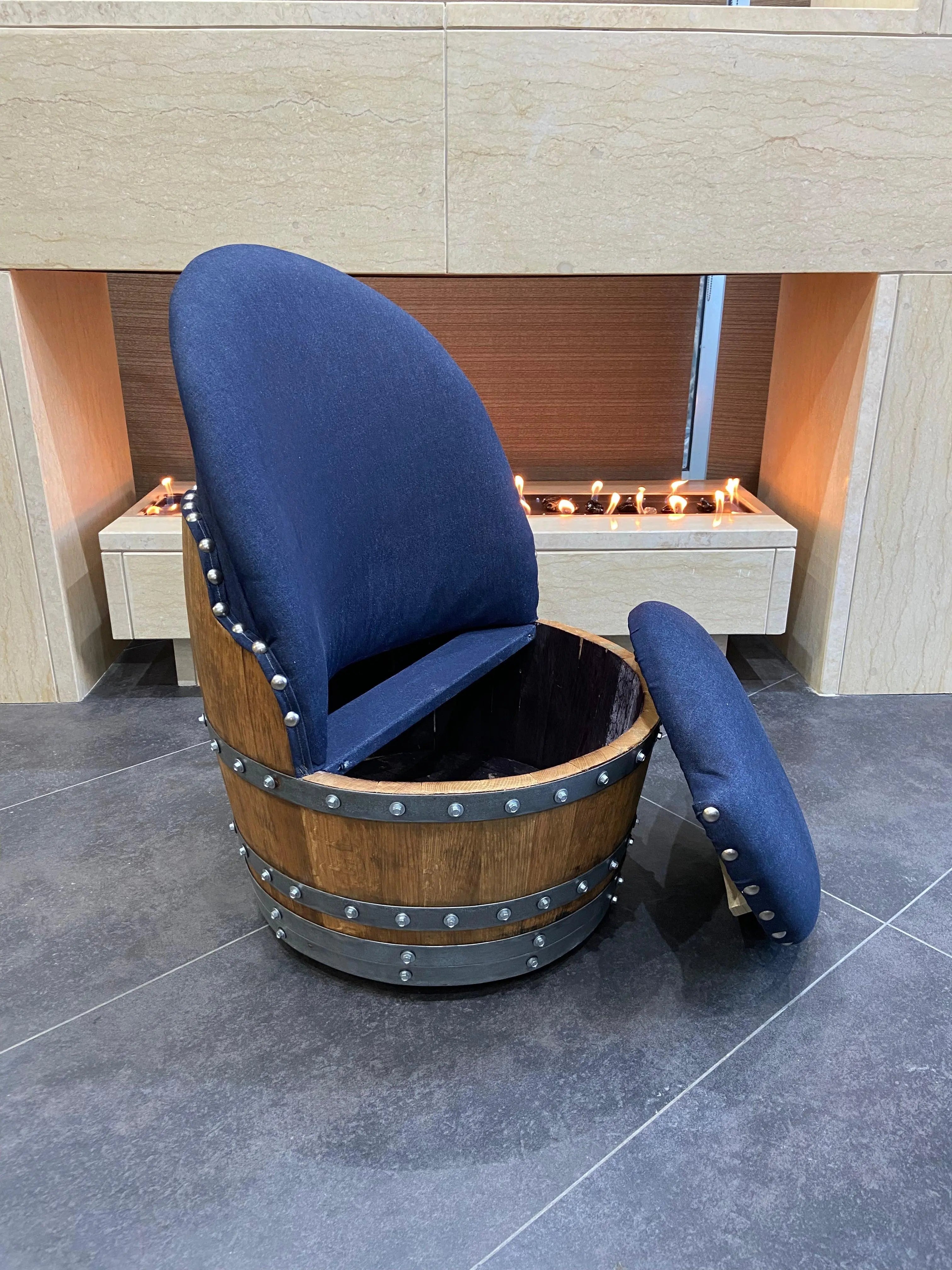 Wine Barrel Chair Blue Denim (Limited Colorway)