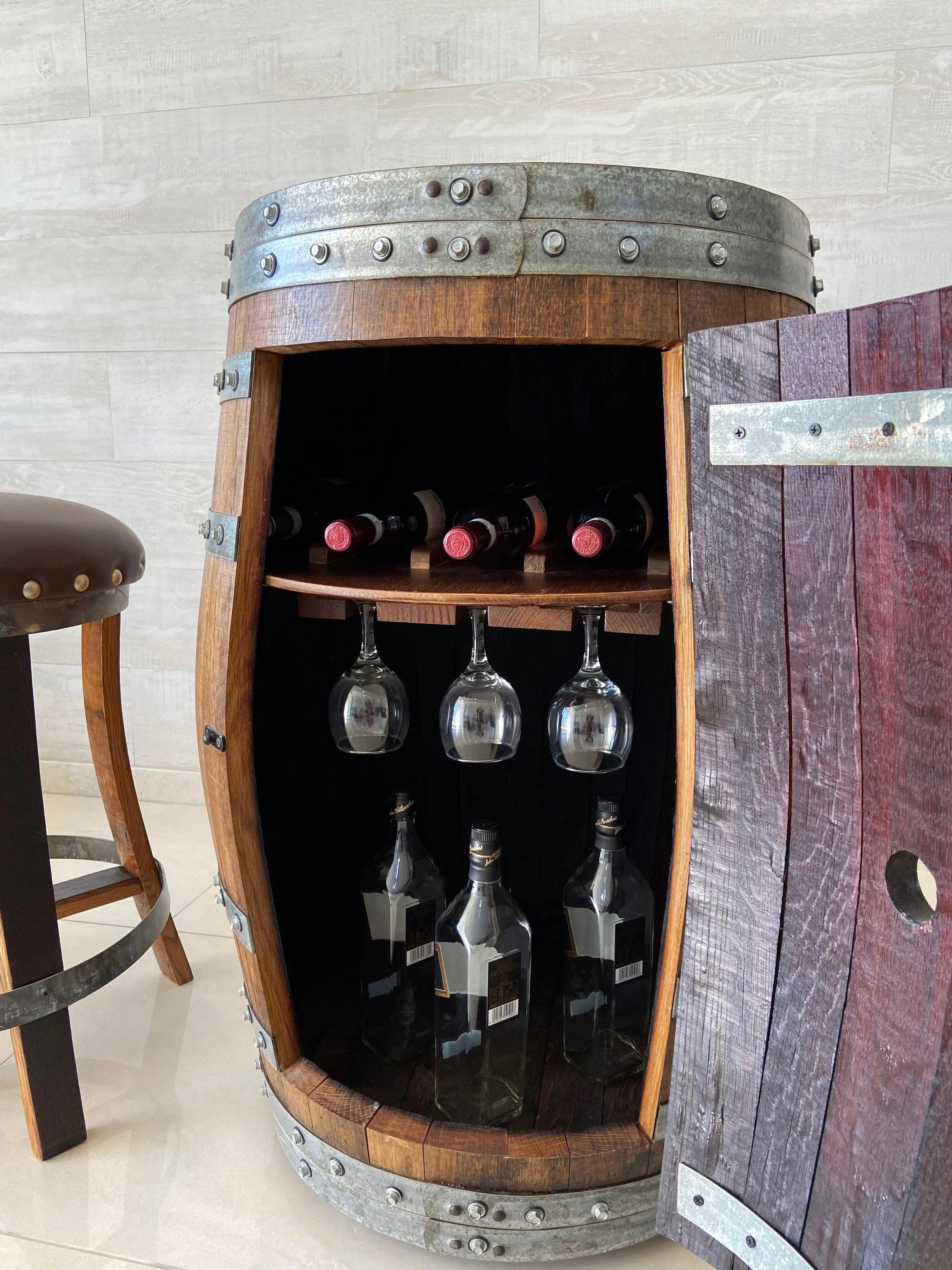 Multi-Use Wine Barrel Bar