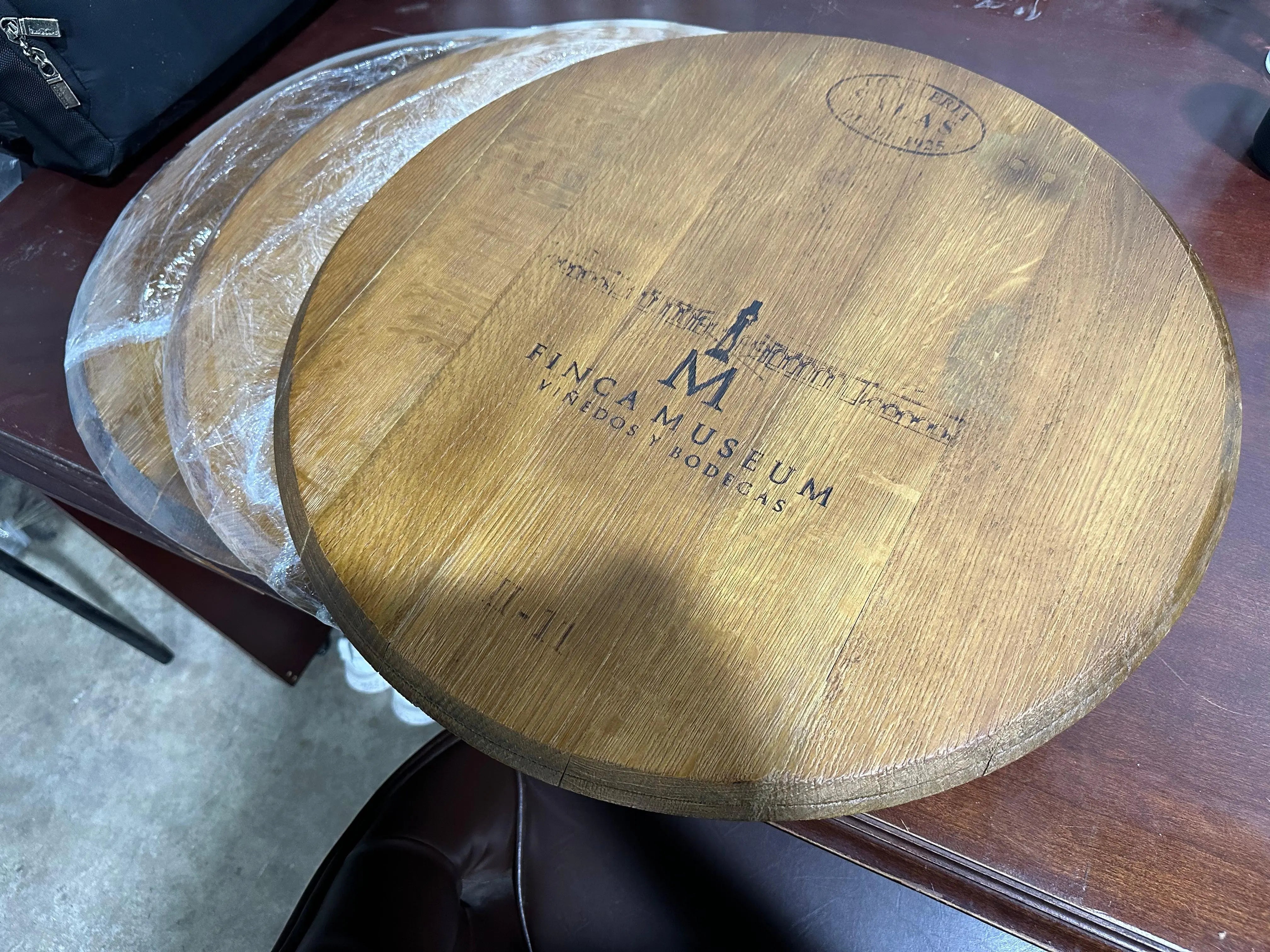 Wine Barrel Top - Finished Barrel Oak Head With Backing Installed (January Preorder)