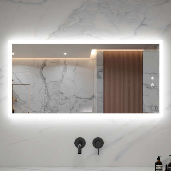 Espejo de pared para baño rectangular con retroiluminación LED de 48" x 24" de Zeek para MA4824